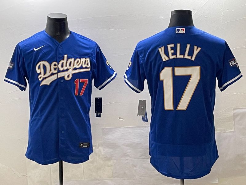 Men Los Angeles Dodgers 17 Kelly Blue Gold Elite 2025 Nike MLB Jersey style 5